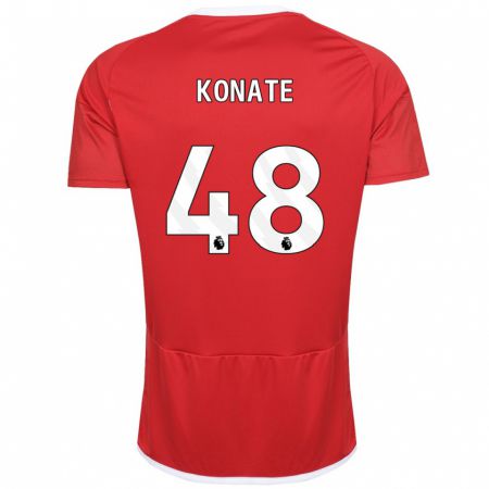 Kandiny Kinder Ateef Konaté #48 Rot Heimtrikot Trikot 2023/24 T-Shirt