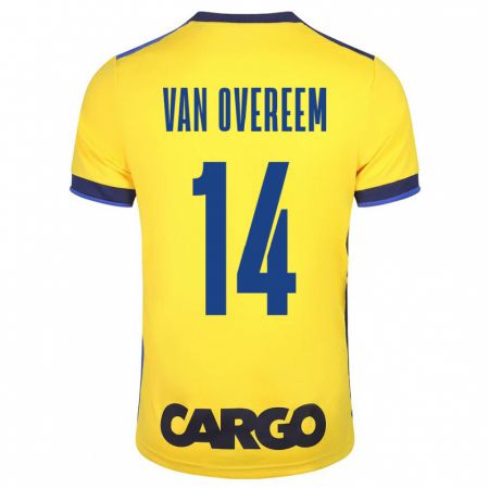 Kandiny Kinder Joris Van Overeem #14 Gelb Heimtrikot Trikot 2023/24 T-Shirt