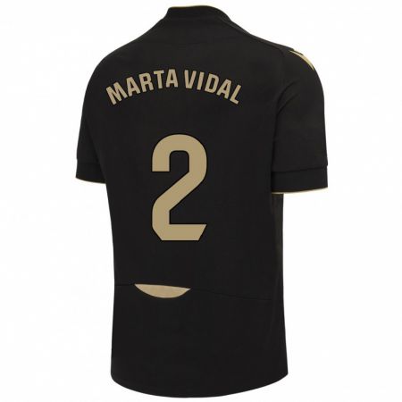 Kandiny Kinder Marta Vidal Vela #2 Schwarz Auswärtstrikot Trikot 2023/24 T-Shirt