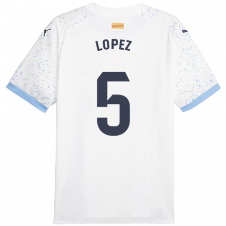 Kandiny Kinder David López #5 Weiß Auswärtstrikot Trikot 2023/24 T-Shirt