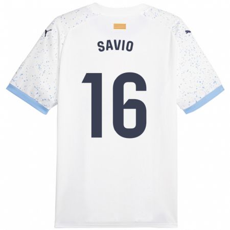Kandiny Kinder Sávio #16 Weiß Auswärtstrikot Trikot 2023/24 T-Shirt