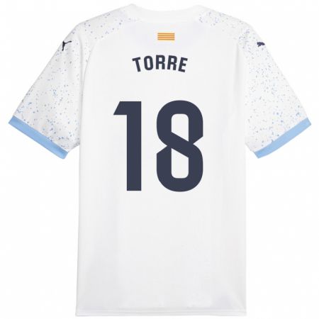 Kandiny Kinder Pablo Torre #18 Weiß Auswärtstrikot Trikot 2023/24 T-Shirt