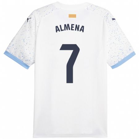 Kandiny Kinder Iker Almena #7 Weiß Auswärtstrikot Trikot 2023/24 T-Shirt