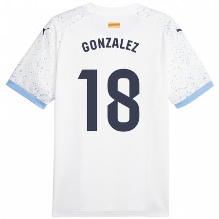 Kandiny Kinder Gerard González #18 Weiß Auswärtstrikot Trikot 2023/24 T-Shirt