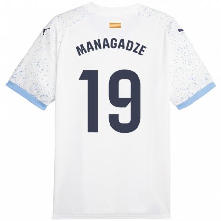 Kandiny Kinder Luka Managadze #19 Weiß Auswärtstrikot Trikot 2023/24 T-Shirt