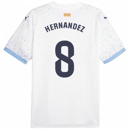 Kandiny Kinder Sofia Hernández #8 Weiß Auswärtstrikot Trikot 2023/24 T-Shirt