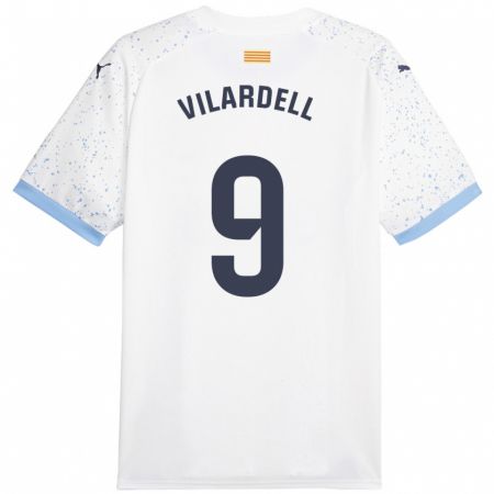 Kandiny Kinder Júlia Vilardell #9 Weiß Auswärtstrikot Trikot 2023/24 T-Shirt