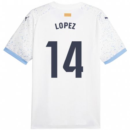 Kandiny Kinder Judith López #14 Weiß Auswärtstrikot Trikot 2023/24 T-Shirt