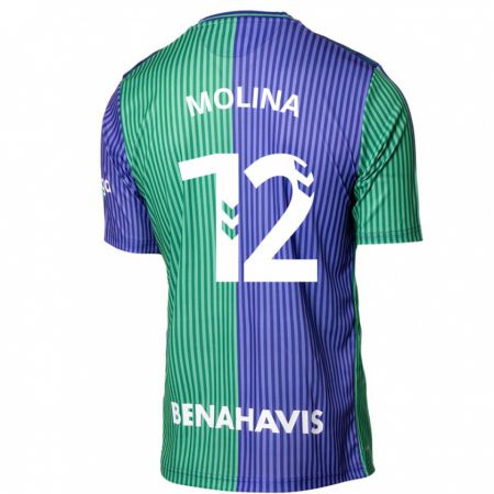 Kandiny Kinder Manu Molina #12 Grün Blau Auswärtstrikot Trikot 2023/24 T-Shirt