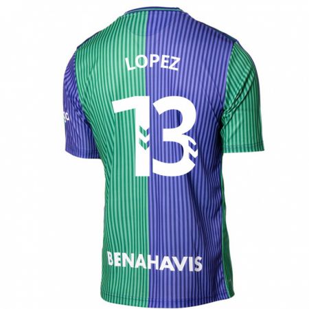 Kandiny Kinder Carlos López #13 Grün Blau Auswärtstrikot Trikot 2023/24 T-Shirt