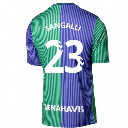 Kandiny Kinder Luca Sangalli #23 Grün Blau Auswärtstrikot Trikot 2023/24 T-Shirt