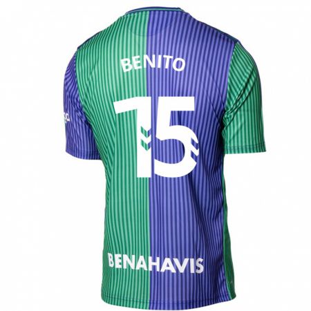 Kandiny Kinder Iván Benito #15 Grün Blau Auswärtstrikot Trikot 2023/24 T-Shirt