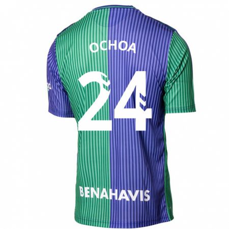 Kandiny Kinder Aarón Ochoa #24 Grün Blau Auswärtstrikot Trikot 2023/24 T-Shirt