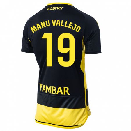 Kandiny Kinder Manu Vallejo #19 Schwarz Gelb Auswärtstrikot Trikot 2023/24 T-Shirt