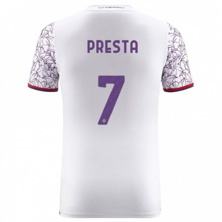 Kandiny Kinder Francesco Presta #7 Weiß Auswärtstrikot Trikot 2023/24 T-Shirt