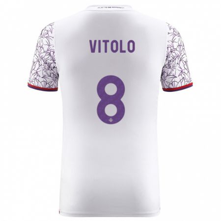 Kandiny Kinder Federico Vitolo #8 Weiß Auswärtstrikot Trikot 2023/24 T-Shirt