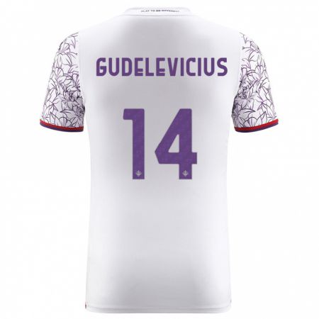 Kandiny Kinder Ernestas Gudelevicius #14 Weiß Auswärtstrikot Trikot 2023/24 T-Shirt