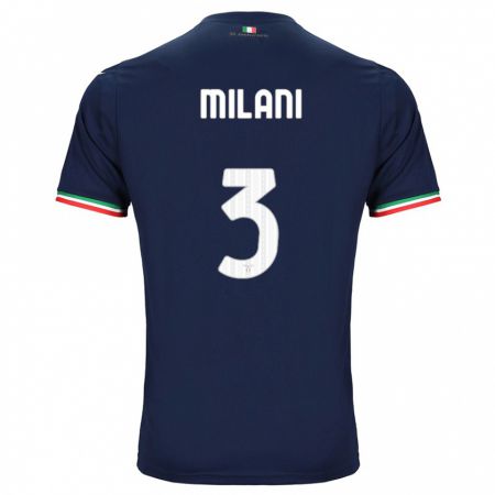 Kandiny Kinder Alessandro Milani #3 Marine Auswärtstrikot Trikot 2023/24 T-Shirt