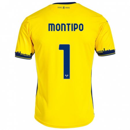 Kandiny Kinder Lorenzo Montipò #1 Gelb Auswärtstrikot Trikot 2023/24 T-Shirt
