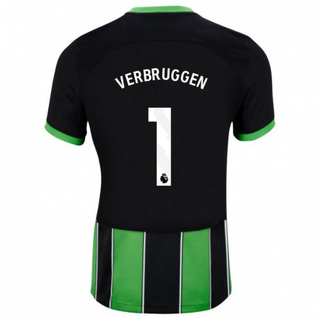 Kandiny Kinder Bart Verbruggen #1 Schwarz Grün Auswärtstrikot Trikot 2023/24 T-Shirt