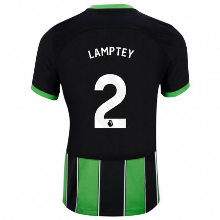 Kandiny Kinder Tariq Lamptey #2 Schwarz Grün Auswärtstrikot Trikot 2023/24 T-Shirt