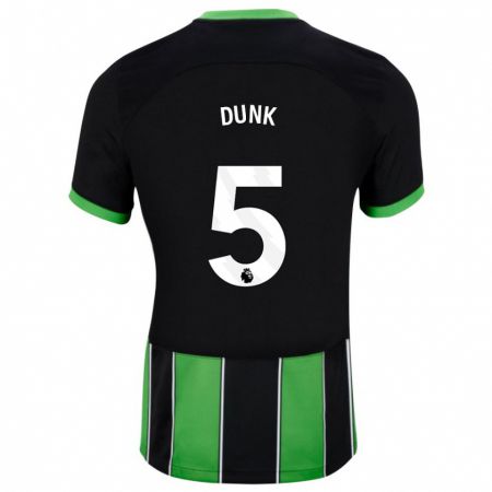 Kandiny Kinder Lewis Dunk #5 Schwarz Grün Auswärtstrikot Trikot 2023/24 T-Shirt
