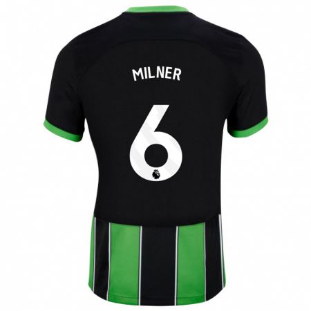 Kandiny Kinder James Milner #6 Schwarz Grün Auswärtstrikot Trikot 2023/24 T-Shirt