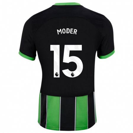Kandiny Kinder Jakub Moder #15 Schwarz Grün Auswärtstrikot Trikot 2023/24 T-Shirt