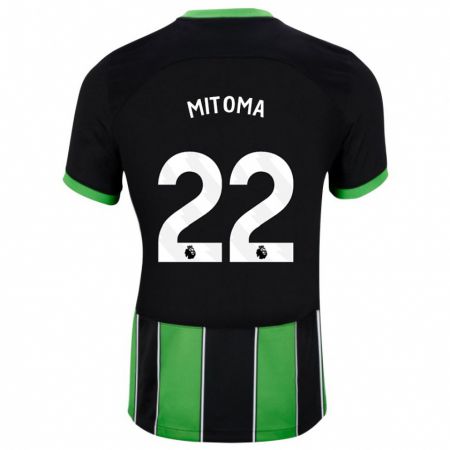 Kandiny Kinder Kaoru Mitoma #22 Schwarz Grün Auswärtstrikot Trikot 2023/24 T-Shirt