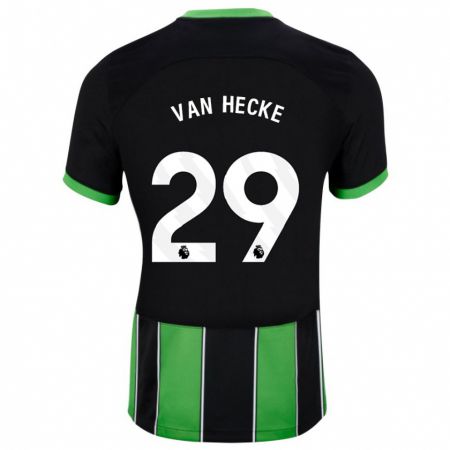 Kandiny Kinder Jan Paul Van Hecke #29 Schwarz Grün Auswärtstrikot Trikot 2023/24 T-Shirt