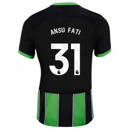 Kandiny Kinder Ansu Fati #31 Schwarz Grün Auswärtstrikot Trikot 2023/24 T-Shirt