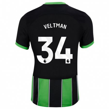Kandiny Kinder Joël Veltman #34 Schwarz Grün Auswärtstrikot Trikot 2023/24 T-Shirt