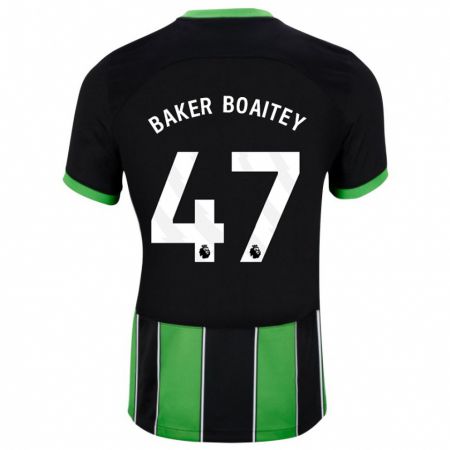 Kandiny Kinder Benicio Baker-Boaitey #47 Schwarz Grün Auswärtstrikot Trikot 2023/24 T-Shirt