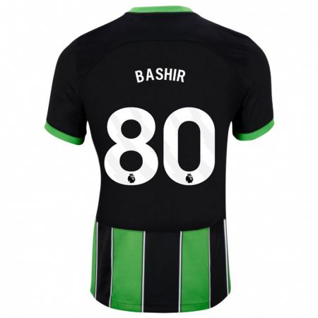 Kandiny Kinder Sahil Bashir #80 Schwarz Grün Auswärtstrikot Trikot 2023/24 T-Shirt