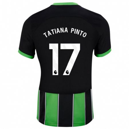 Kandiny Kinder Tatiana Vanessa Ferreira Pinto #17 Schwarz Grün Auswärtstrikot Trikot 2023/24 T-Shirt