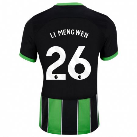 Kandiny Kinder Li Mengwen #26 Schwarz Grün Auswärtstrikot Trikot 2023/24 T-Shirt