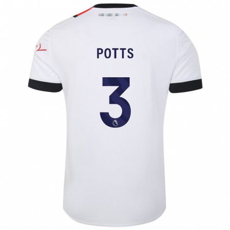 Kandiny Kinder Dan Potts #3 Weiß Auswärtstrikot Trikot 2023/24 T-Shirt