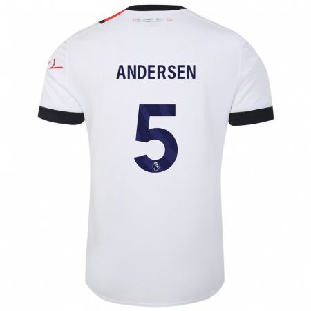Kandiny Kinder Mads Andersen #5 Weiß Auswärtstrikot Trikot 2023/24 T-Shirt