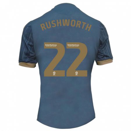 Kandiny Kinder Carl Rushworth #22 Dunkles Blaugrün Auswärtstrikot Trikot 2023/24 T-Shirt