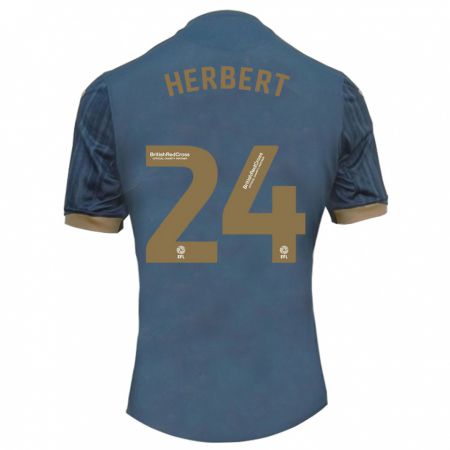 Kandiny Kinder Chelsea Herbert #24 Dunkles Blaugrün Auswärtstrikot Trikot 2023/24 T-Shirt