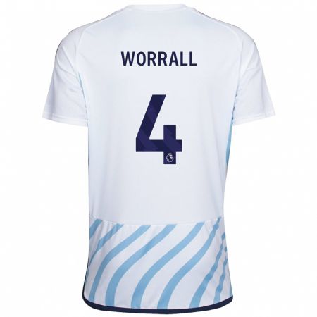 Kandiny Kinder Joe Worrall #4 Weiß Blau Auswärtstrikot Trikot 2023/24 T-Shirt