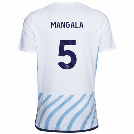 Kandiny Kinder Orel Mangala #5 Weiß Blau Auswärtstrikot Trikot 2023/24 T-Shirt