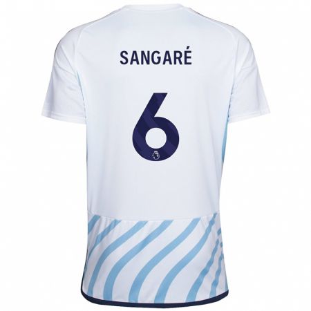 Kandiny Kinder Ibrahim Sangaré #6 Weiß Blau Auswärtstrikot Trikot 2023/24 T-Shirt