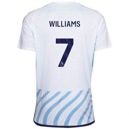 Kandiny Kinder Neco Williams #7 Weiß Blau Auswärtstrikot Trikot 2023/24 T-Shirt