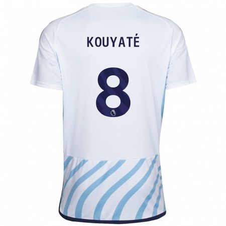 Kandiny Kinder Cheikhou Kouyaté #8 Weiß Blau Auswärtstrikot Trikot 2023/24 T-Shirt
