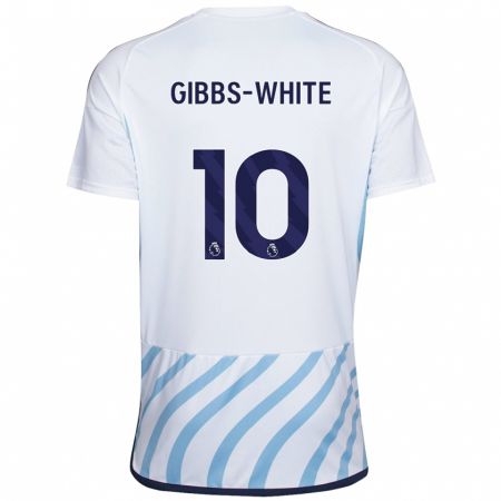 Kandiny Kinder Morgan Gibbs-White #10 Weiß Blau Auswärtstrikot Trikot 2023/24 T-Shirt