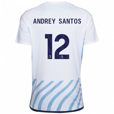 Kandiny Kinder Andrey Santos #12 Weiß Blau Auswärtstrikot Trikot 2023/24 T-Shirt