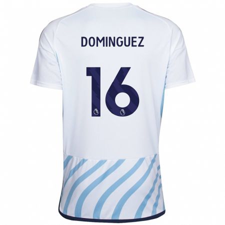 Kandiny Kinder Nicolás Domínguez #16 Weiß Blau Auswärtstrikot Trikot 2023/24 T-Shirt