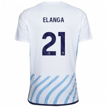 Kandiny Kinder Anthony Elanga #21 Weiß Blau Auswärtstrikot Trikot 2023/24 T-Shirt