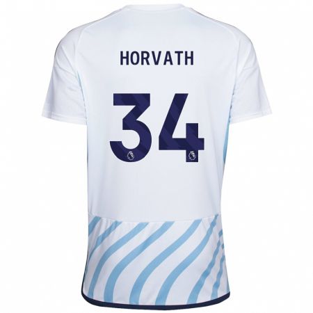 Kandiny Kinder Ethan Horvath #34 Weiß Blau Auswärtstrikot Trikot 2023/24 T-Shirt